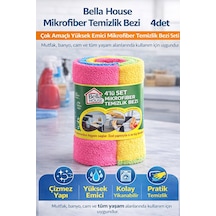 Bella House Mikrofiber Temizlik Bezi 4 Adet 4 Lü 1 Rulo Çok Amaçlı Yüksek Emici Mikrofiber Temizlik Bezi Seti Sarı