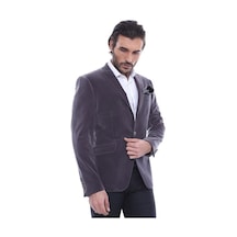Wessi Kadife Slim Fit Gri Erkek Ceket Siyah