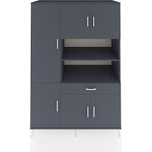 Kronos Dolap 10 Raflı Tek Çekmeceli 6 Kapaklı 132x59x195 Antrasit-antrasit/antrasit Antrasıt/antrasıt
