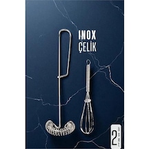 Inox Çelik Çırpıcı + Mini Çırpıcı Seti Çok Renkli