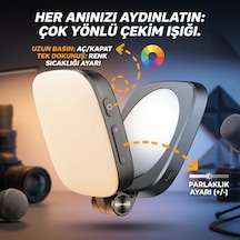 Kompakt Vlog Işığı - Dahili Aynalı Ve Katlanabilir Stand