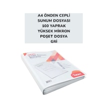 A4 Önden Cepli Sunum Dosyası 100 Yaprak Yüksek Mikron Poşet Dosya Noki Gri
