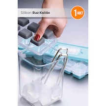 12 Bölmeli Kapaklı Silikon Buz Kalıbı Yapışmaz Taban Çok Renkli