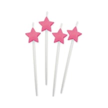 4 ADET PEMBE YILDIZ PASTA MUMU PEMBE YILDIZ DOĞUM GÜNÜ PASTA MUMU PEMBE PASTA MUMU PEMBE YILDIZ MUM PİNK CANDLE