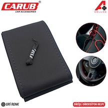 Carub Direksiyon Kılıfı İğneli 38cm Delüx Gri Dikişli