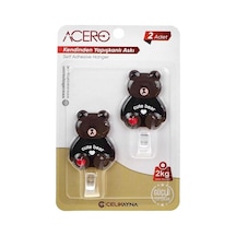 Cute Kendinden Yapışkanlı Askı 2li, Sevimli Ayıcık Mutfak Ve Banyo Askısı X 2 Adet, 2 Kg Taşıma Kapasiteli Güçlü Yapışkanlı Plastik Askı - 38313 7/8 Yaş