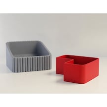 Bezos 3d Baskı Fıstık Kasesi - Çift Hazneli Kabuk Ayırıcı Sunum Kasesi - Gri Kırmızı Agc Gri - Kırmızı