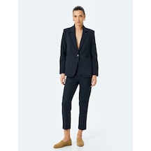 Koton Slim Fit Yüksek Bel Cigarette Çizgili Pantolon Lacivert Çizgili 5wak40198uw Lacivert Çizgili Lacivert