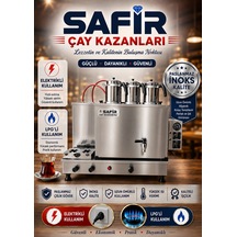 Safir 3 Demlikli İnoks Tam Otomatik Çay Kazanı Elektrikli Ve Tüplü Çay Ocağı Kazanı