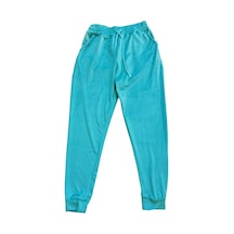 Parlak Kadife Cepli Pantolon Eşofman Pijama Altı Unisex Lastikli Paça Yeşil Çok Renkli