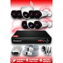 Bayicam 8 Kameralı Uzay 2 İç Kamera Set HDD'siz Full HD Gece Görüşlü Güvenlik Kamerası Sistemi