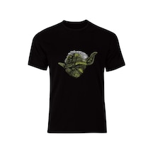 Baby Yoda Baskılı Unisex %100 Pamuk Siyah T-shirt SIYAH