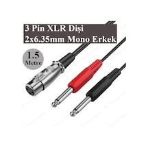 3-Pin Xlr Dişi To 2 X 1-4 "6.35Mm Mono Erkek Trs Y Kablo - 1.5 M