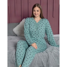 Pijamerry Kadın Büyük Beden Dantel Yaka Bambu Uzun Kol Pijama Takımı 5161 - 1 Adet 001