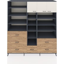 Kronos Dolap 17 Raflı 6 Çekmeceli 3 Kapaklı 220x59x243 Antrasit-aytaşı/çam Aytası/atlas Çam - Antrasıt