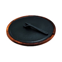 Lava Döküm Ahşap Ve Döküm Demir Hot Plate Servis Tahtası. Çap Ø 34cm.