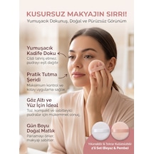 Yumuşak Kadife Pudra Püskülü Makyaj Sungeri Beyaz - Pembe 2'li Set