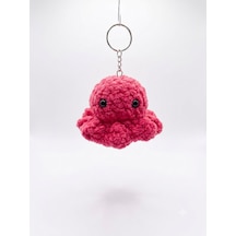 El Örgüsü Amigurumi Ahtapot Anahtarlık - Yumuşak Peluş Tasarım - Pembe Açık Pembe