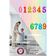 Mey İthalat Renkli Rakamlı Doğum Günü Pastası Mum Seti - 20 Adet Premium Tasarım Mum