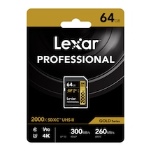 Lexar SDXC 64 GB UHS-II 2000X V90 U3 C10 4K Hafıza Kartı
