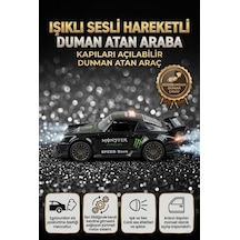 3 Buton Fonksiyonlu Işıklı Müzikli Sesli Sürtmeli Duman Atan Kapıları Açılan Porsche Oyuncak Araba Siyah