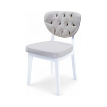 Boston Sandalye - Babyface Krem - Beyaz Gürgen İskelet