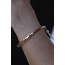 14 Ayar Altın Arpaş Rose Küp Sıralı Kelepçe Klpr15918 Pembe Altın