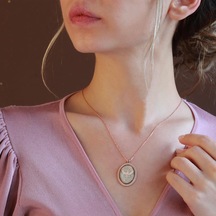 Mikail Meleği Beyaz Mine İşli Rose Gold Kaplama Gümüş Kolye Gümüş