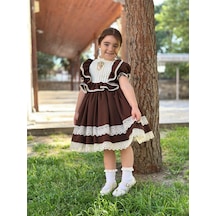 H L Y Karol Tasarım Verona Kahverengi Vintage Kız Bebek Elbisesi, Doğum Günü Elbisesi, Fotoğraf Çekim Elbisesi,0-13 Yaşa Uygun Kahverengi