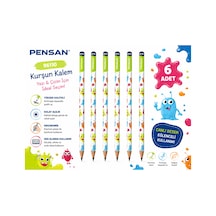 Pensan 96110 Canavar Desenli Hb Kurşun Kalem Yazı Ve Çizim Kalemi Okul Kırtasiye 6 Adet Çok Renkli