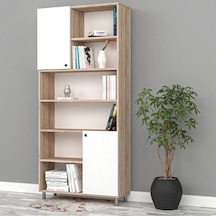 Cevher Dolaplı Kitaplık Mdf Beyaz