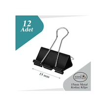 Çelik Kıskaç Klips 15 Mm 12 Adet 1 Paket Metal Mandal Binder Clips Kıska 30 Sayfa Kapasiteli Çok Amaçlı Kullanım