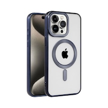Apple iPhone Uyumlu 15 Pro Kılıf Kronos Magsafe Kapak - Lacivert Diğer