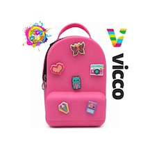Vicco Pvc Mini Boy Çocuk Plaj Çantası Kreş Çantası Sırt Çantası Okul Çantası Unisex Çanta Pembe