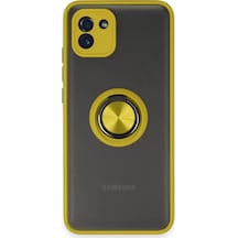 Newface Samsung Uyumlu,  Galaxy A03 Kılıf Montreal Yüzüklü Silikon Kapak - Sarı
