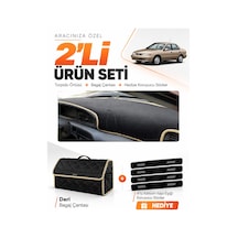 E-biz Kia Sephia 1995-1998 Uyumlu Torpido Örtüsü + Deri Bagaj Çantası Seti - Siyah-bej - Kı015
