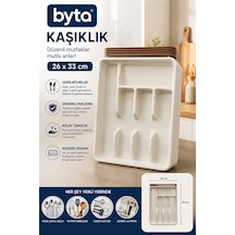Çekmece İçi Kaşıklık 26x33 Cm Bölmeli Kaşık Çatal Bıçak Organizeri Mutfak Düzenleyici Yeşil Pembe Gri Karışık Renk Gönderilir Beyaz