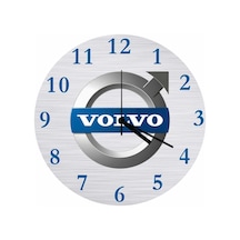 Volvo Araba Firma Logoso Çap 30cm Sessiz Akar Bombeli Gerçek Cam Duvar Saati Siyah