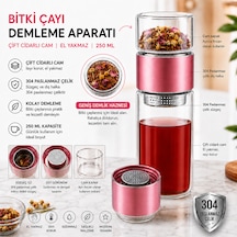 Muzeko Çift Katlı El Yakmayan Isıyı İçinde Tutan Cam Bardak 250ml Detox Bitki Çayı Demleme Ihlamur Demliği Bitki Çayı Demleme Tüm Bitki Çaylar İçin Uygundur Rose Pembe