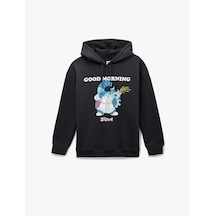 Koton Şardonlu Stitch Lisanslı Kapüşonlu Uzun Kollu Baskılı Oversize Sweatshirt Antrasit 6wal10567ık Antrasit