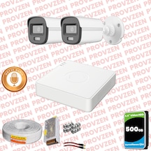 Provzen Hikvision 2'li Full Hd Güvenlik Kamerası Set 7/24 Renkli, Mikrofonlu, Olay Anında Bildirim