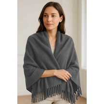 Softiva Polar Omuz Şalı 70x180 Cm Unisex Kışlık Şal Antrasit Gri Çok Renkli