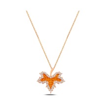 Çekirdekjewelry 925 Ayar Gümüş Yaprak Tasarım Kolye Pembe