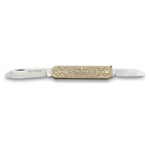 61804 Pirinç İşlemeli Sürmene Çakısı 5,5 / 3,5 Cm - Çift Bıçaklı