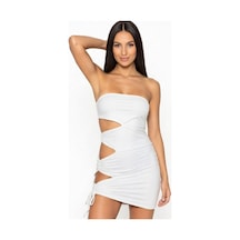 Fantezi Seksi Yanları Açık Bağcıklı Straplez Mini Elbise Hf101287 Beyaz