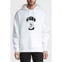 Peaky Blinders Minimalist Baskılı Beyaz Erkek Örme Kapşonlu Sweat