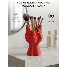 Özel Tasarım Eller Ve Yüz Makyaj Fırça Düzenleyici Kırmızı