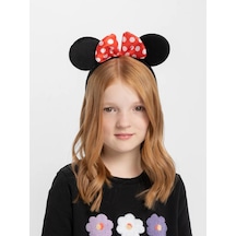 Kırmızı - 12 - Fiyonklu Minnie Mouse Taç Fare Tacı - Edntrend - Kafa Bandı