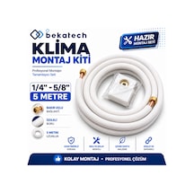 Universal 1/4-5/8 5 Metre Klima Montaj Kiti Seti Bakır Uçlu Beyaz