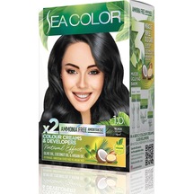 Amonyaksız, Vegan, Doğal, Besleyici Kalıcı Saç Boyası%100 Beyaz Kapama 1 Paket 2 X 50 Ml Boya & Oksidan Siyah 1.0